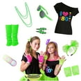 thumbnail image 2 of I Accesorios de juego de rol con máscaras para mujeres de los años 80 Conjunto de poliéster para juego de rol con temática de neón para mujeres, 2 of 4