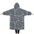 thumbnail image 2 of Oversized Wearable Blanket Hoodie,Multicolor Arrow Pattern Sherpa Blanket Hoodie with Super Pockets,Super Warm Fuzzy Pullover for Women & Men, 2 of 6