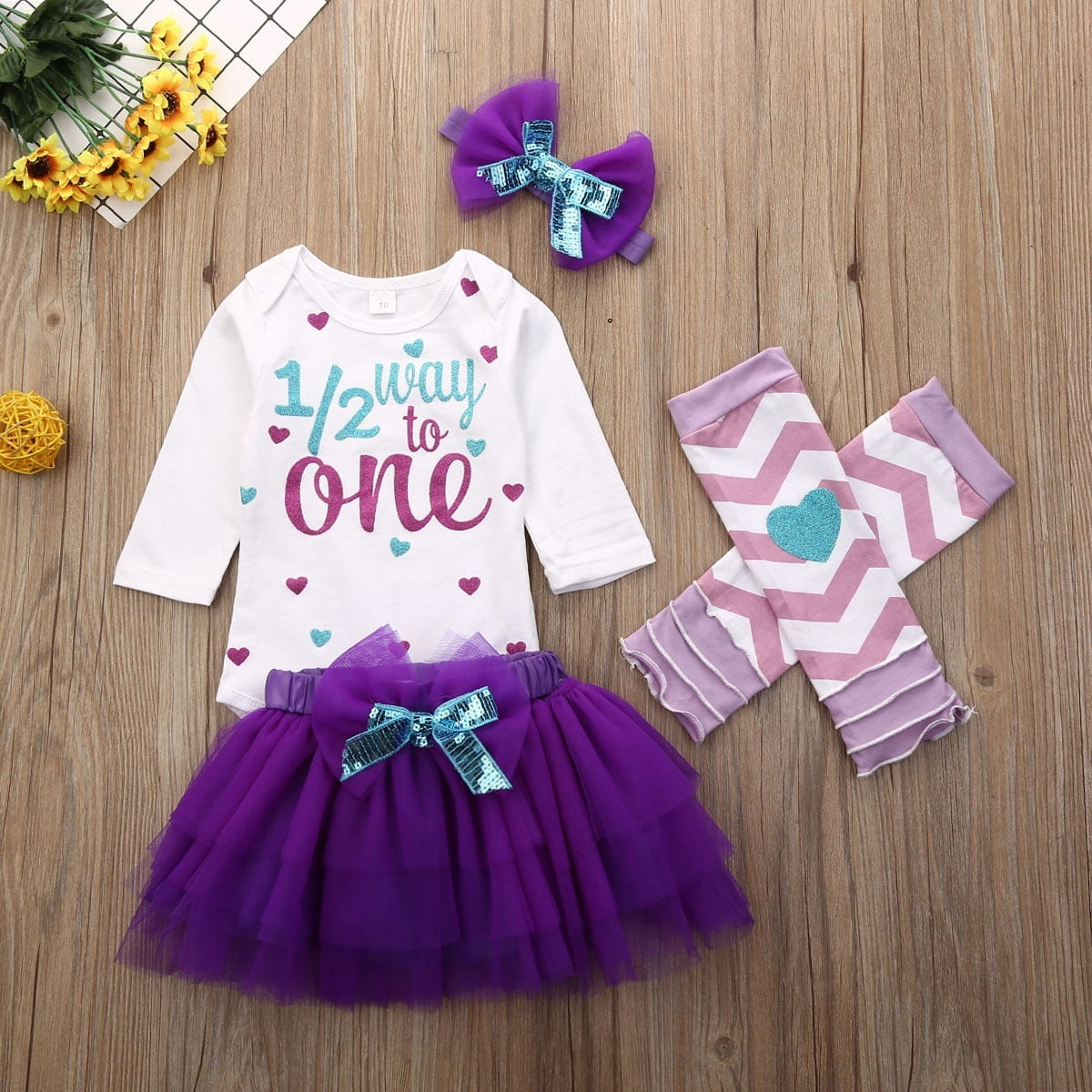 Baby Girl Kids First 1st Birthday Dress 4Pcs Set Cake Smash Photoshoot  Outfit - Walmart.ca