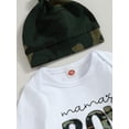 thumbnail image 5 of Bagilaanoe 3pcs Newborn Baby Boy Long Pants Set Letter Print Long Sleeve Romper Tops + Camouflage Leggings + Hat 3M 6M 12M 18M Infant Fall Casual Outfits, 5 of 8