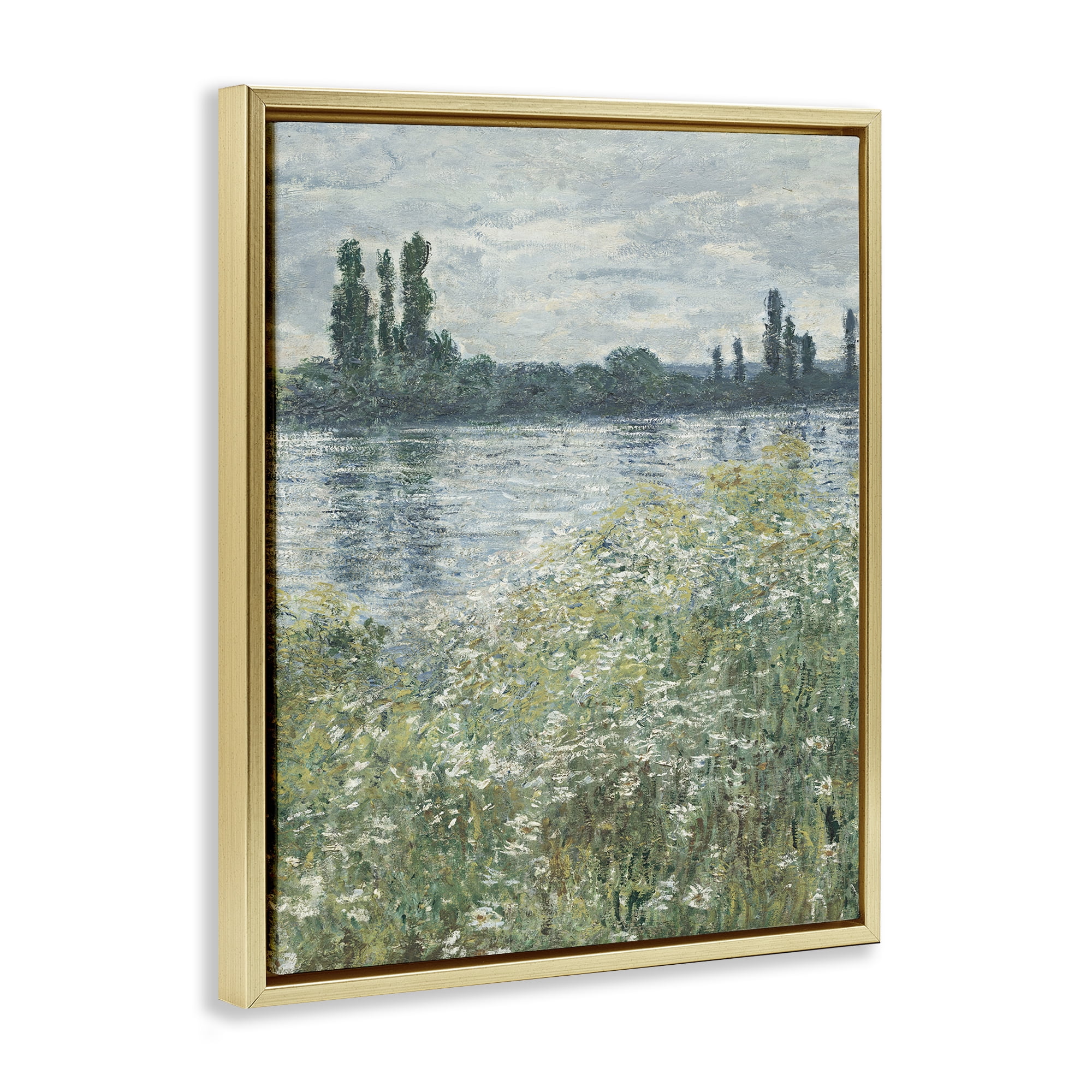 Stupell Industries Speckled Classic Landscape Landscape Painting Gold Floater Framed Art Print Wall Art, 25 x 31