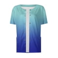 thumbnail image 3 of Qwertyu Scrub Jackets for Women Short Sleeve Snap Front Graphic Crew Neck Jacket Tops with Two Pockets Blue 4XL, 3 of 4