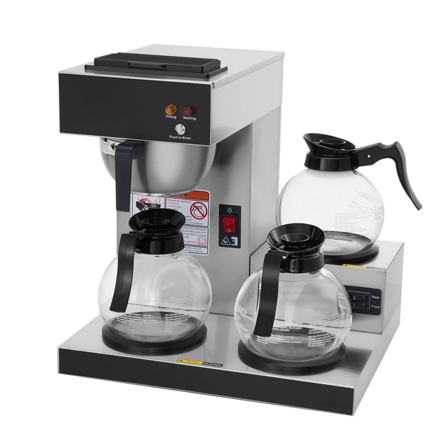 Cafetera comercial SYBO de 12 tazas con 3 calentadores y 3 jarras de vidrio