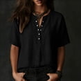 thumbnail image 4 of GUACER Tops for Women Button Down Short Sleeve Henley Shirt, Summer Loose Fit Casual Blouse, 4 of 6