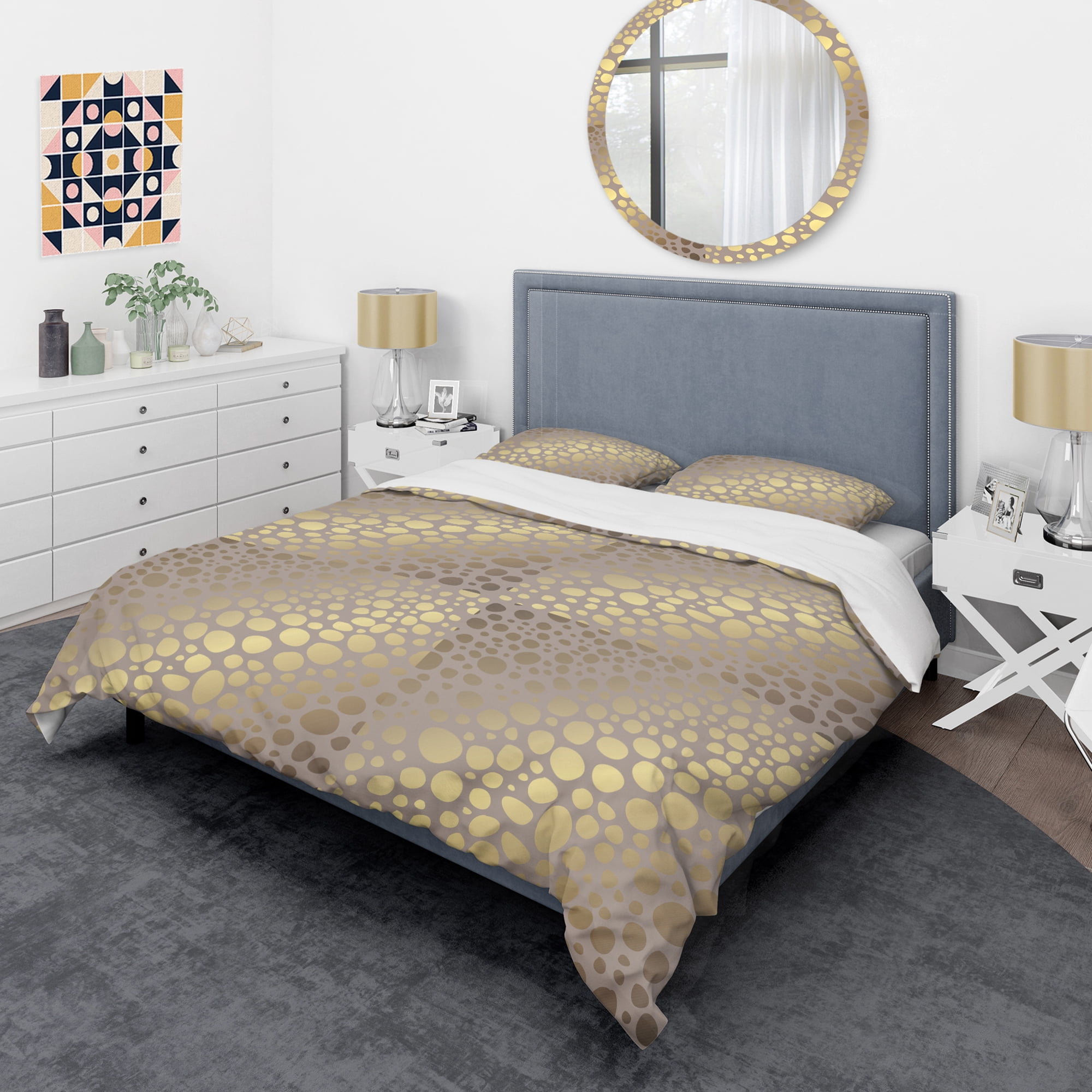 Designart 'Golden Marble Design III' Mid-Century Modern Duvet Cover Set