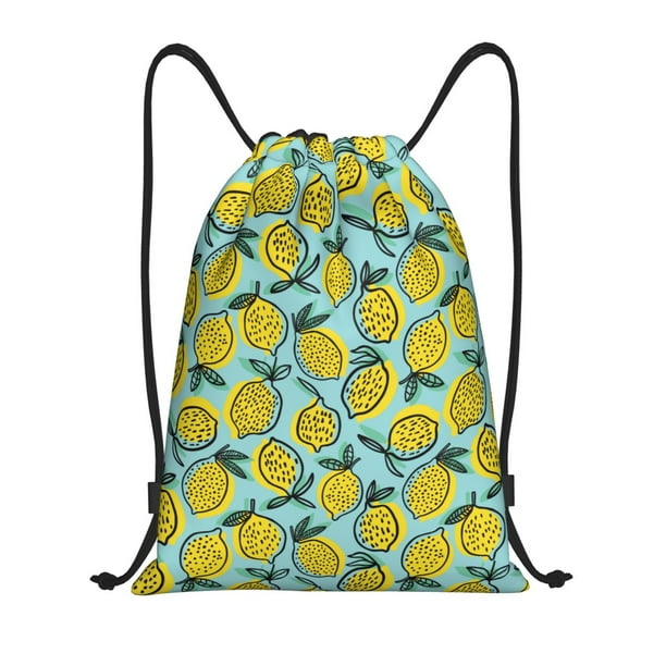 Fotbe Lemon Bolsa Mochila con Cordón Estampada, Bolsa de Gimnasio Deportiva, Bolsa Cinch, Bolsa con Cordón para Hombres y Mujeres-Medium