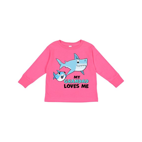 Inktastic My Grandad Loves Me with Cute Sharks Boys or Girls Long Sleeve Toddler T-Shirt