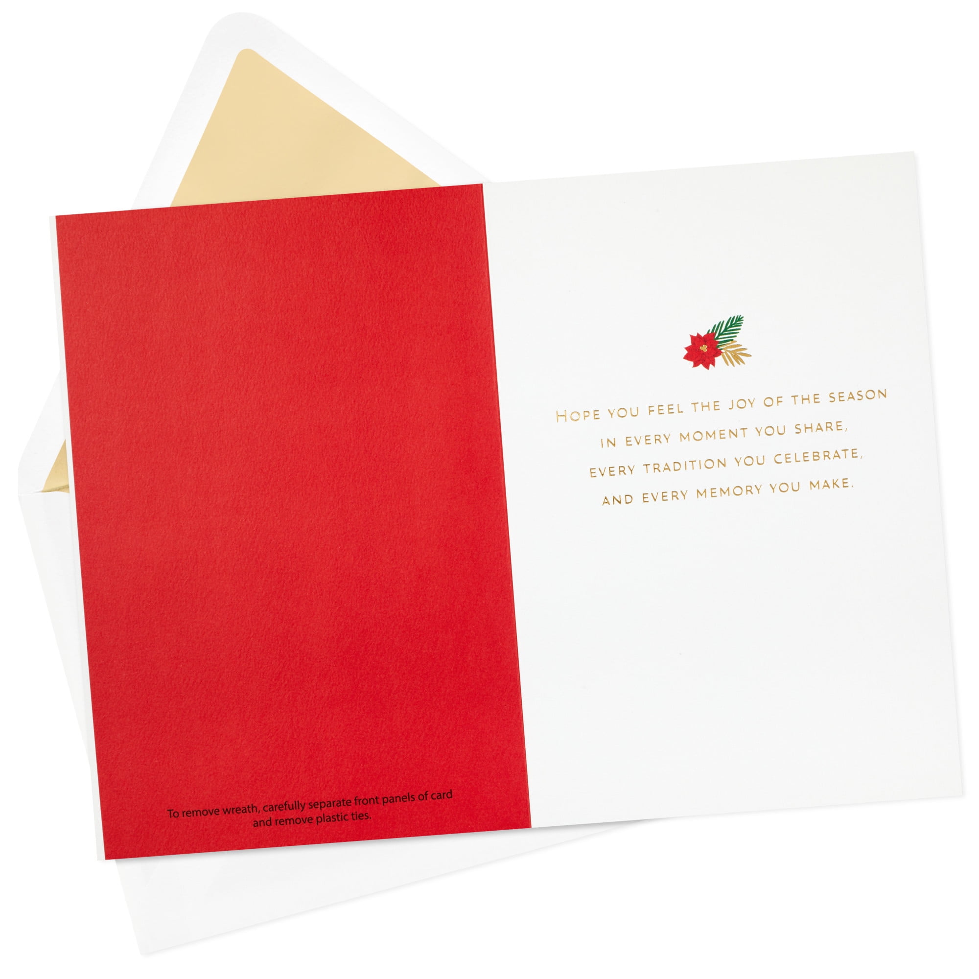 Hallmark Signature Christmas Card with Hoop Wreath (Merry Christmas Poinsettias)