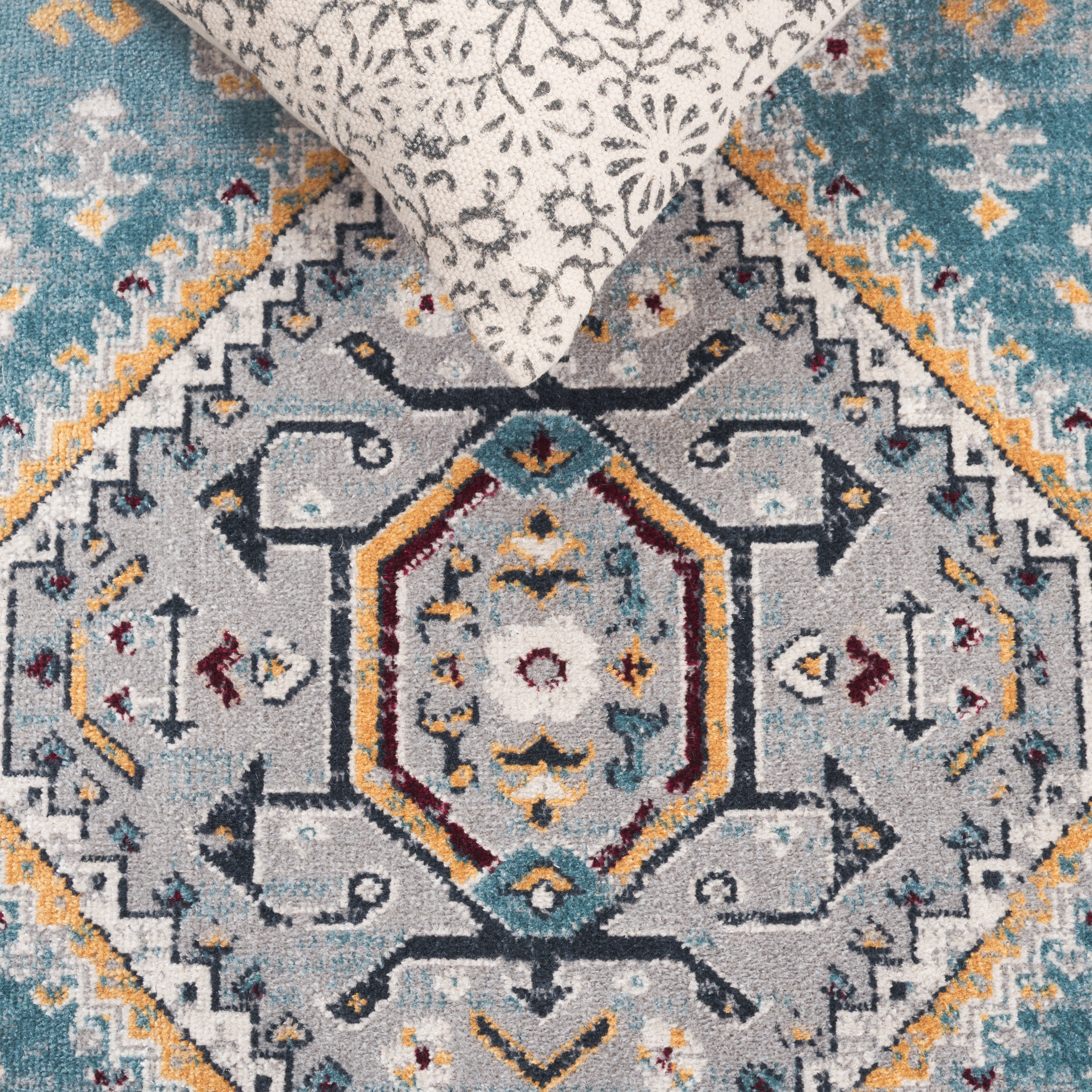 SAFAVIEH Bayside Sherwood Oriental Polyester Runner Rug, Blue/Gray, 2'2" x 8'