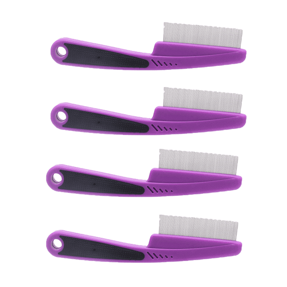 Unbranded Textured Plastic Flea Comb for Dogs & Cats, 4-Piece, Purple