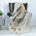 thumbnail image 4 of Jellyfish Soft Flannel Fleece Blanket, Boho Feather Tentacles Shells Vintage Art Print Under the Sea Tribal Fish, Cozy Plush for Indoor and Outdoor Use, 50" x 70", Grey Beige Brown, by Ambesonne, 4 of 5