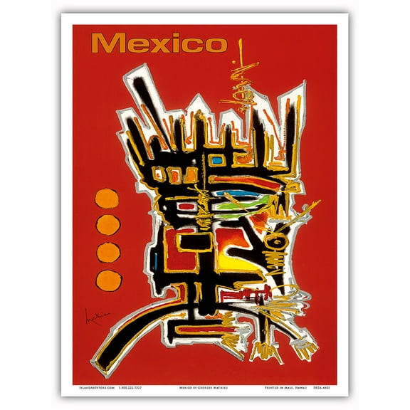 Mexico - Abstract Mayan Art - Vintage Airline Travel Poster by Georges Mathieu Unknown - Master Art Print (Unframed) 9in x 12in