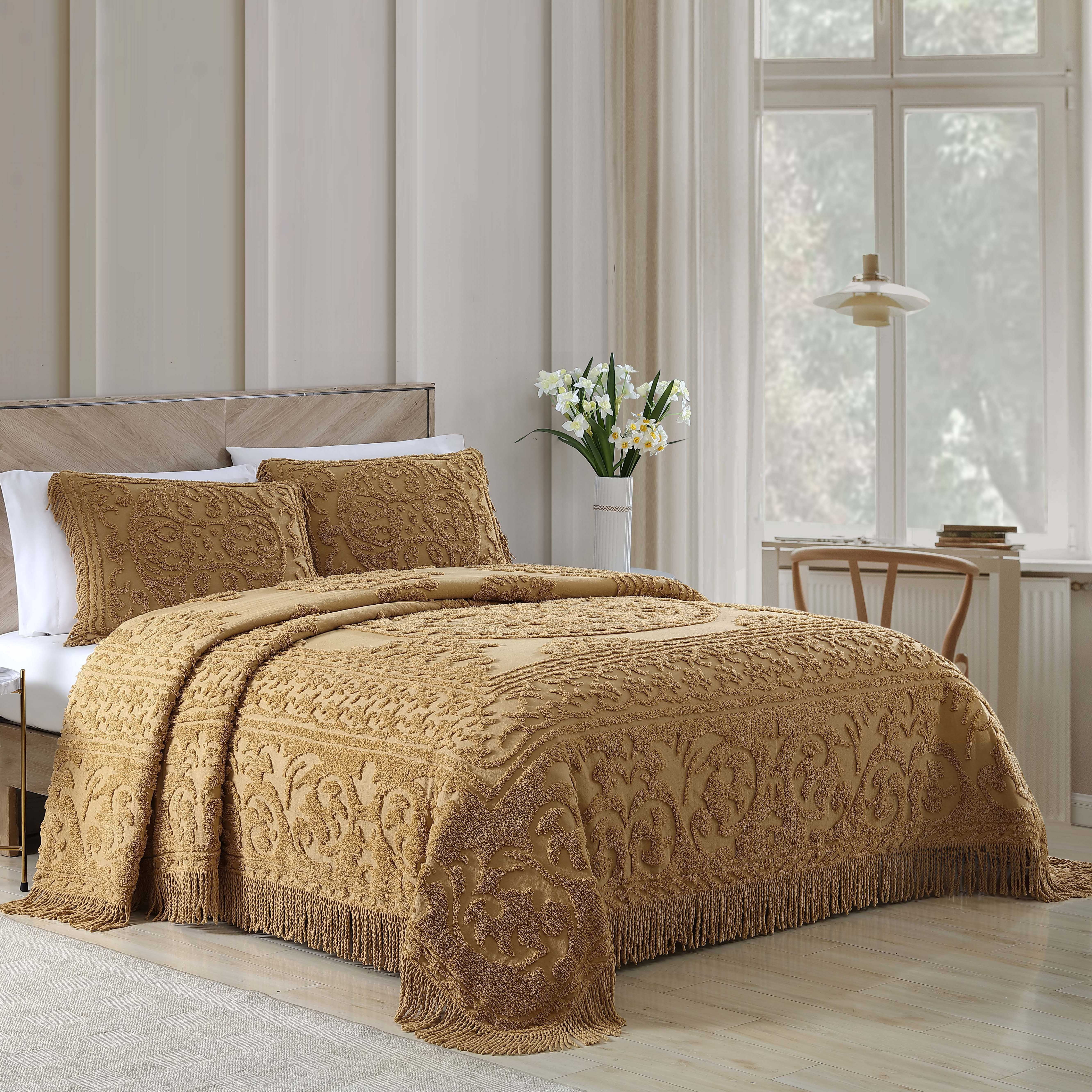 Beatrice Home Fashions Medallion Chenille King Sham Gold