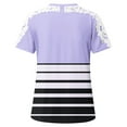 thumbnail image 4 of HAPIMO Summer Shirts for Women Hot Drilling Cold Shoulder Blouses V Neck T shirt Graphic Print Tops Short Sleeve Tees Fashion Net Yarn Clothes for Girls Purple S, 4 of 5
