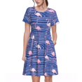 thumbnail image 1 of Vsdgher Flamant Rose pour Femmes Été 2025 Robes Midi Maxi Décontractées Légères Manches Courtes Col Rond Robe de Plage, 1 of 6