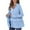 Blue, variant on Pincandy Full Zip Up Hoodie for Women Pleated Tiered Ruffle Hooded Sweatshirts Jacket Coat Long Sleeve