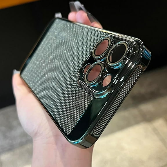 Heat Dissipation Breathable Cooling Case for iPhone 14 Pro Max Plating Electroplate Shockproof Slim Hard Cover (for iPhone 14 Pro Max,Green)