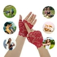 thumbnail image 4 of Unique Bargains 1 Pair Sunblock Fingerless Gloves Half Finger Thin Sun Block Driving Gloves for Women Wine Red, 4 of 5