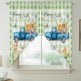 thumbnail image 2 of Green Plaid Easter Swag Curtains for Kitchen/Bedroom/Living Room, Blue Truck Spring Floral Bunny Animals Scalloped Curtains 63 Inch Long, Window Swag Topper Curtains Valances 2 Panels Set 36"x63", 2 of 8