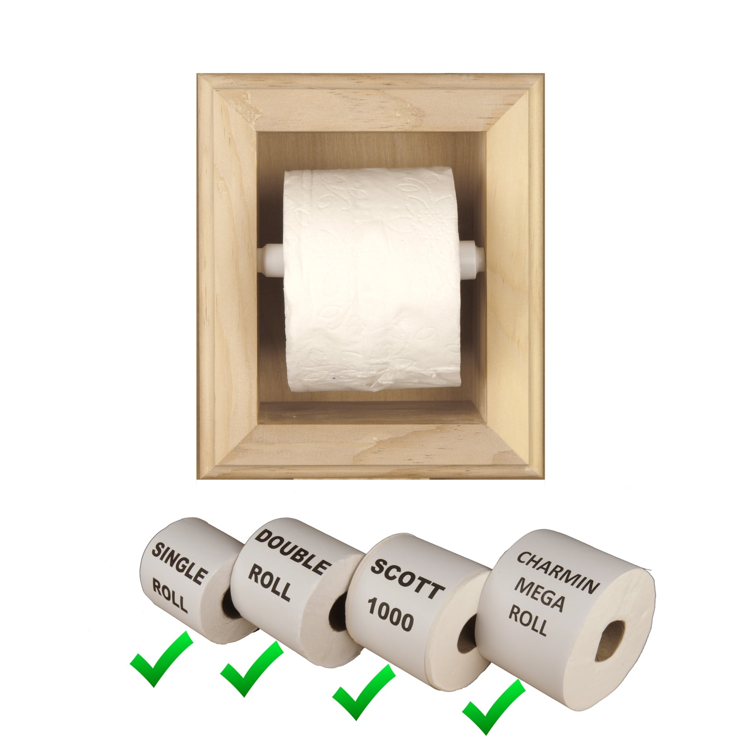 Typhon Recessed Solid Wood Toilet Paper Holder 7 x 8.5, Unfinished
