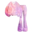 thumbnail image 6 of Ccpelsie Toddler Baby Girl Clothes Fall Winter Kids Outfit Floral Crewneck Sweatshirt Bell Bottom Pants Set(Light Purple,7-8 Years), 6 of 8