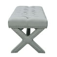 thumbnail image 4 of Kari Light Grey Linen Bench - Button Tufted, Silver Nailhead Trim, X-Legs, 4 of 7