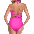thumbnail image 2 of Women Two Piece Vintage Swimsuit Retro Halter Ruched High Waist Bikini with Bottom, 2 of 11