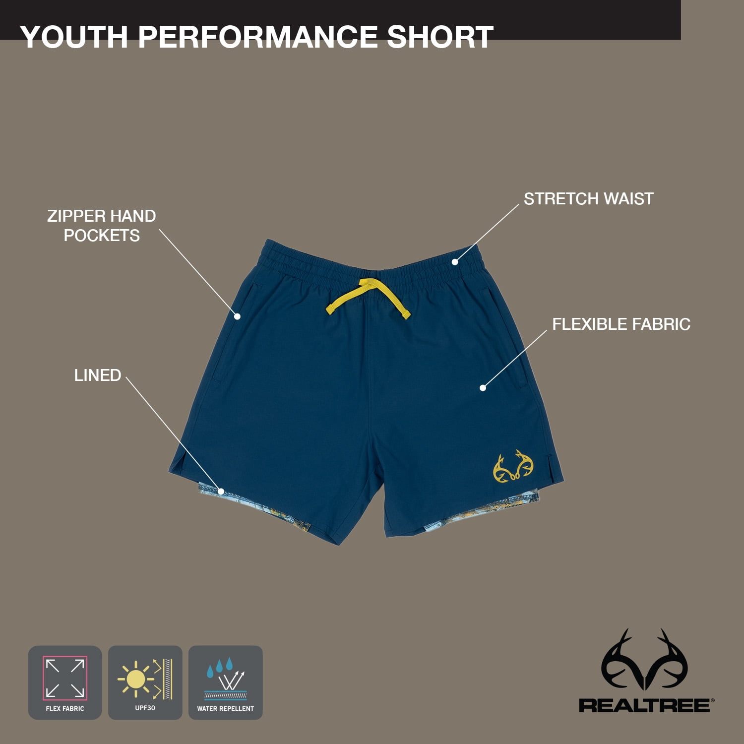 Youth Realtree Board Shorts, Navy, S