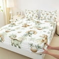 thumbnail image 3 of Feelyou Cute Green Dinosaur Queen Sheet Sets for Kids, Kawaii Dino Eggs Flat Sheet, Cartoon Coconut Tree Queen Fitted Sheet, Super Cozy Room Decor, 4pcs, 3 of 7