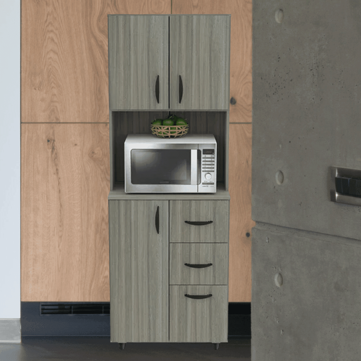 Modern Kitchen Microwave Storage Pantry FreeStanding Wood