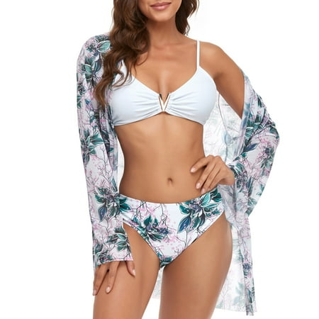 

Finelylove Swimsuit Women Lightly Lined Sport Bra Style Bikini Green XL