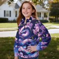 thumbnail image 3 of Uorisanigo Girls Half Zip Pullover Sweatshirt Oversized Cherry Blossom Snake Long Sleeve Pullover Top Outerwear No Hood Fashion Drop Shoulder Jackets Hoodies Fall Clothes, 3 of 7