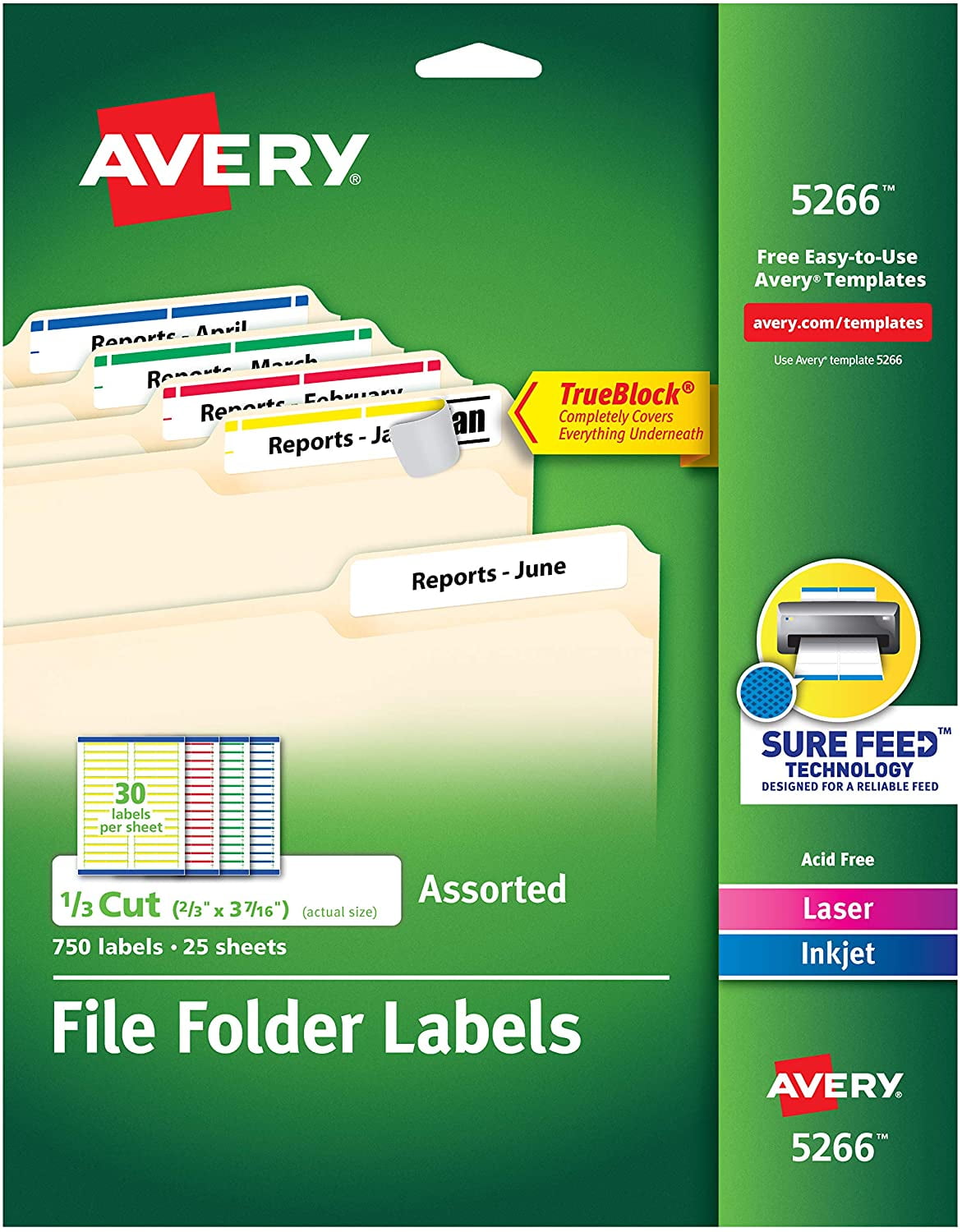 Avery File Folder Labels In Assorted Colors For Laser And Inkjet Printers With TrueBlock 