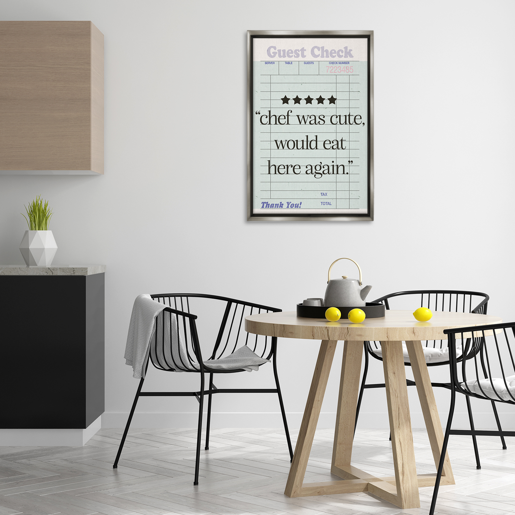 Stupell Industries Cute Chef Guest Check Typography Painting Gray Floater Framed Art Print Wall Art, 21 x 31