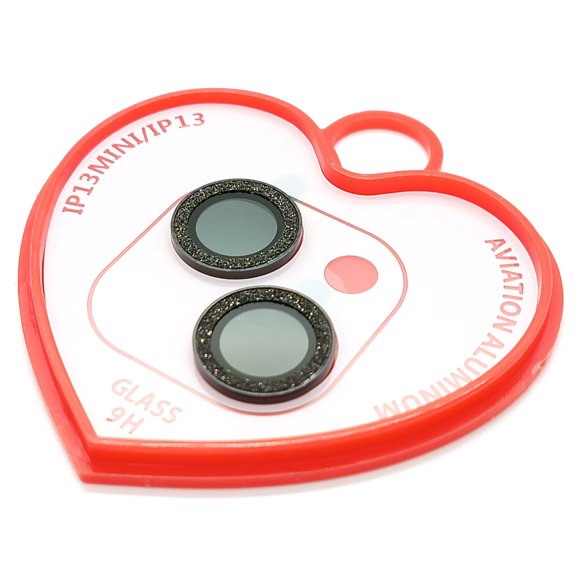 Camera Protectors Compatible With Phone 13 13 Mini Set of 2 Glitter Black Glass