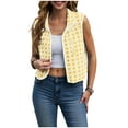 thumbnail image 6 of UAYOTSE Women Fall and Winter Soild Color Fleece Vest Sleeveless Fashion Zipper Vest Checkered Vest(S201-Yellow,S), 6 of 7