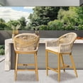 thumbnail image 4 of Miekor Bar Stools Set of 2 with Arm and Backrest, Outdoor Counter Height Bar Chairs with Cushion for Garden, Pool, Patio, Kitchen-Rounded Backre B5A8974, 4 of 9