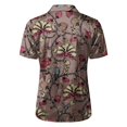 thumbnail image 7 of QASIEATN Women's Retro Shirt Women's Satin Printed Short Sleeved Shirt Vacation Style Shirt, 7 of 7