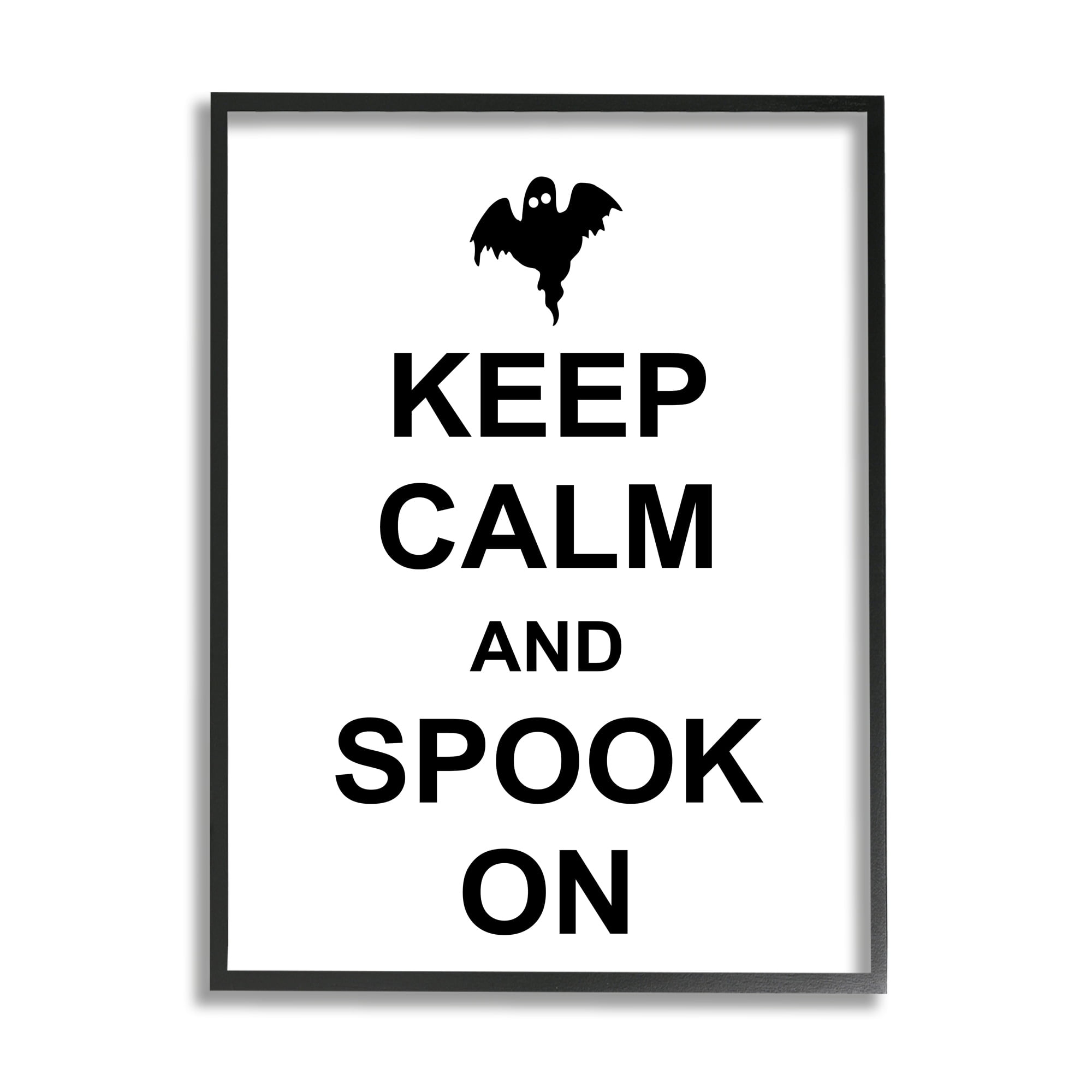 Keep Calm & Spook On Festive Halloween Ghost Quote Holiday Graphic Art Framed Art Print Wall Art