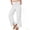 White, variant on Women Plus Size Casual Wide Leg Pants Elastic Drawstring High Waist Split Hem Trousers with Pockets