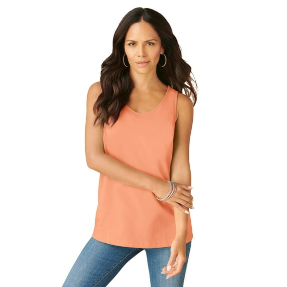 Roaman's Women's Plus Size Cotton Scoopneck Tank Top