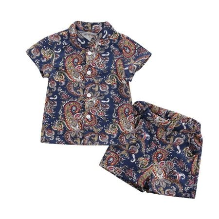 

ZRBYWB Kids Toddler Children Boys Clothes Spring Summer Fashion Daily Indoor Outdoor Print Short Sleeve Shirt Shorts Outfits Clothing
