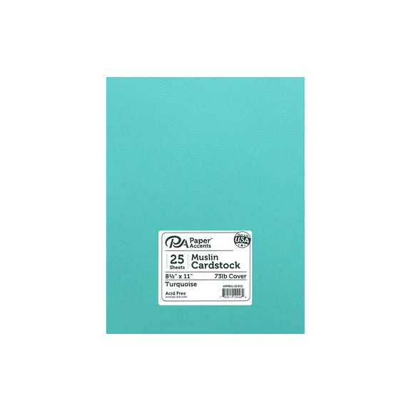 Paper Accents Cardstock 8.5"x 11" Muslin 73lb Turquoise 25pc