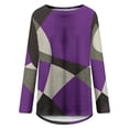 thumbnail image 4 of Funny T Shirts For Women, Cute T Shirts For Women Novelty T Shirts Women's Fashion Casual Irregular Patchwork Color Print Loose Medium Long Long Sleeve Top Womens Work Tops And (Purple,Small), 4 of 5