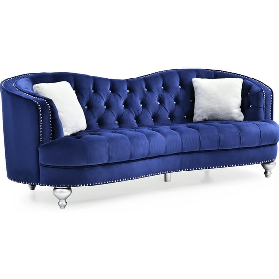3 Blue Velvet Seat - Jewel G750-s With Comfort Styled Living Room In