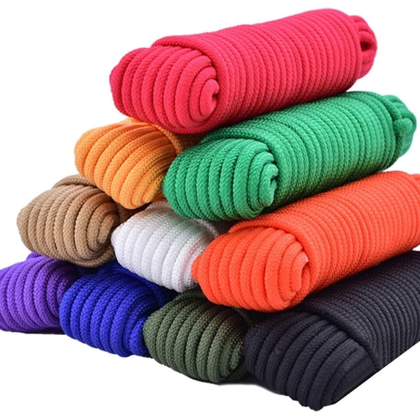 150 pies 1/5 pulgadas (5 mm) Cuerda de poliéster de nailon Asta de bandera Cuerda de ropa de polipropileno Utilidad de camping Bueno para atar Tirar Columpio Nudo de escalada ((45,8 m) 150 pies,
