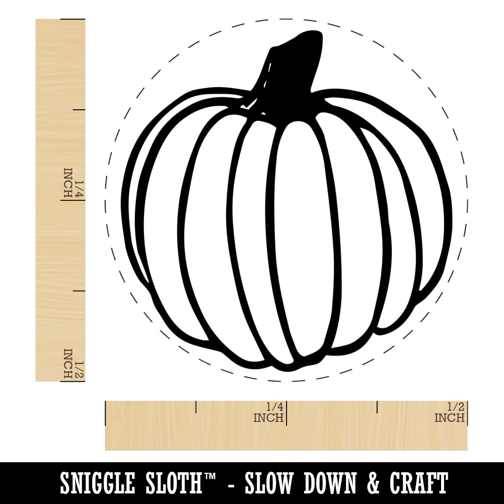 Hand Drawn Pumpkin Doodle Fall Thanksgiving Halloween Self-Inking Rubber Stamp Ink Stamper - Fuchsia Ink - Mini 1/2 Inch