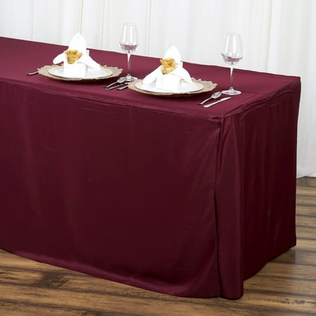 

BalsaCircle 6 feet Burgundy Fitted Polyester Tablecloth