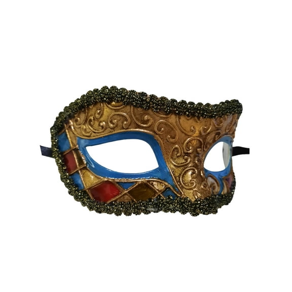 Titan Bright Blue Gold Masquerade Mardi Gras Prom New Years Ball Mask