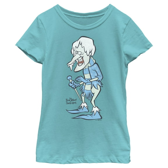 Girl's The Year Without a Santa Claus Vintage Snow Graphic Tee Tahiti Blue Large